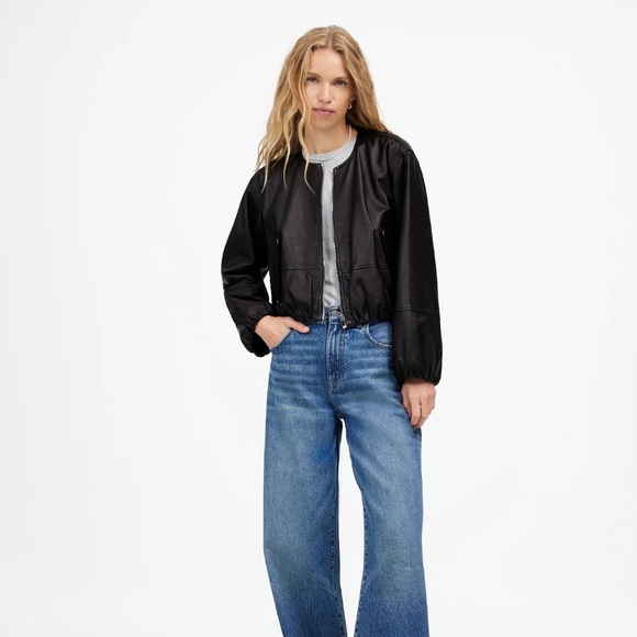 Madewell Leather Bubble-Sleeve Jacket NWT - Picture 3 of 8